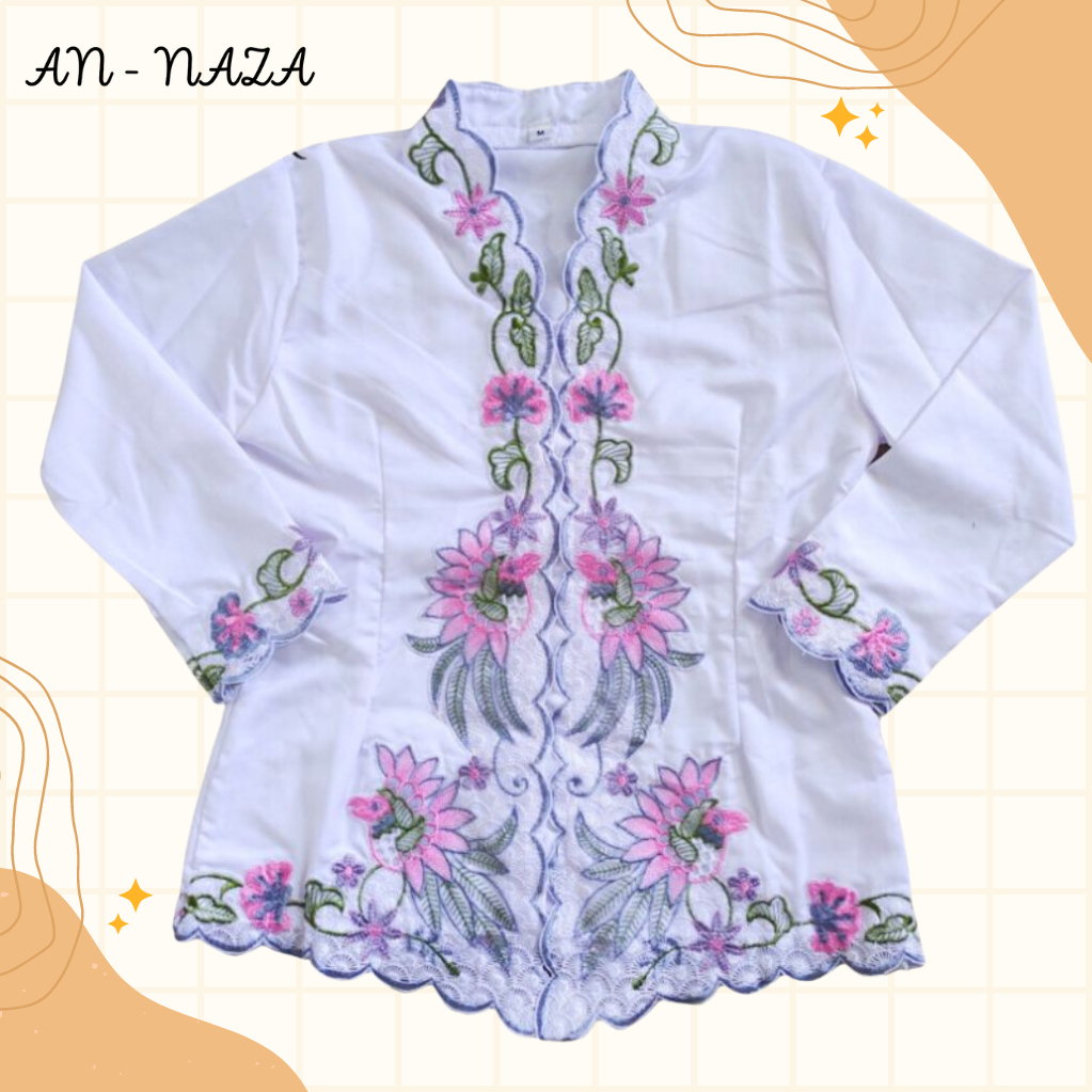 Kebaya Encim Anak Usia 4-9 Tahun / Kebaya Anak Bordir Putih Warna