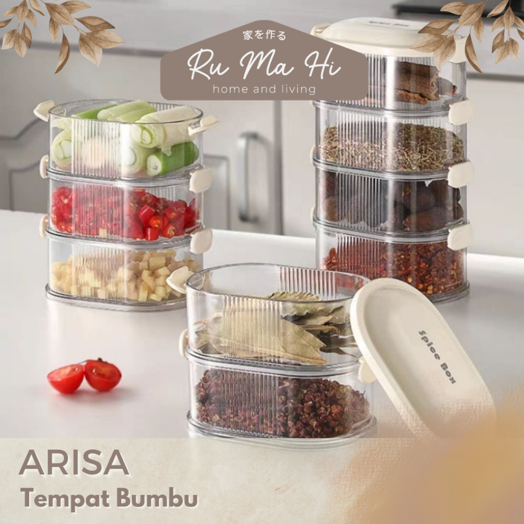 RUMAHI - ARISA Kontainer Kulkas Makanan Transparan Wadah Sayur Buah Anti Tumpah Stackable