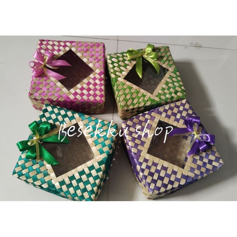 Besek bambu mika warna kombinasi20x20