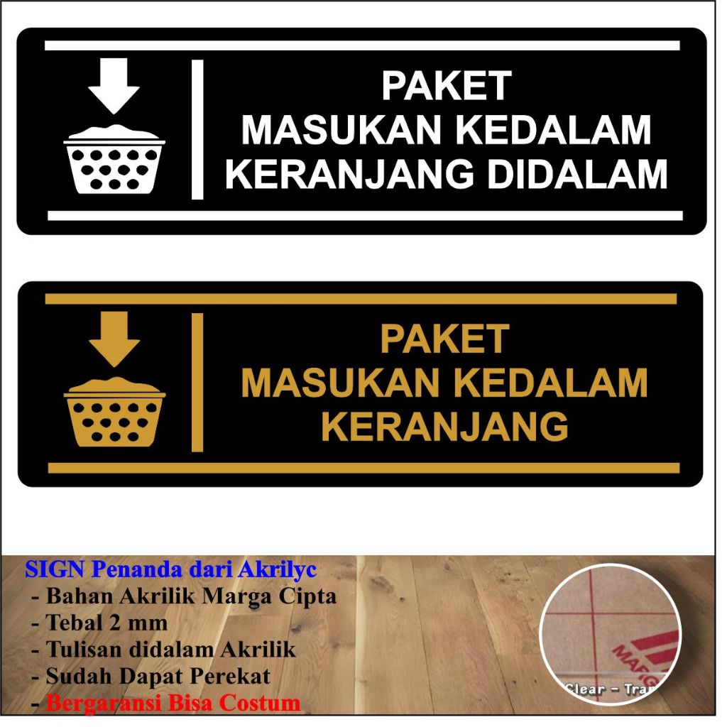 

AKRILIK PAKET MASUKAN KE DALAM KERANJANG STIKER ACRYLIC TEBAL 2 MM BERKUALITAS