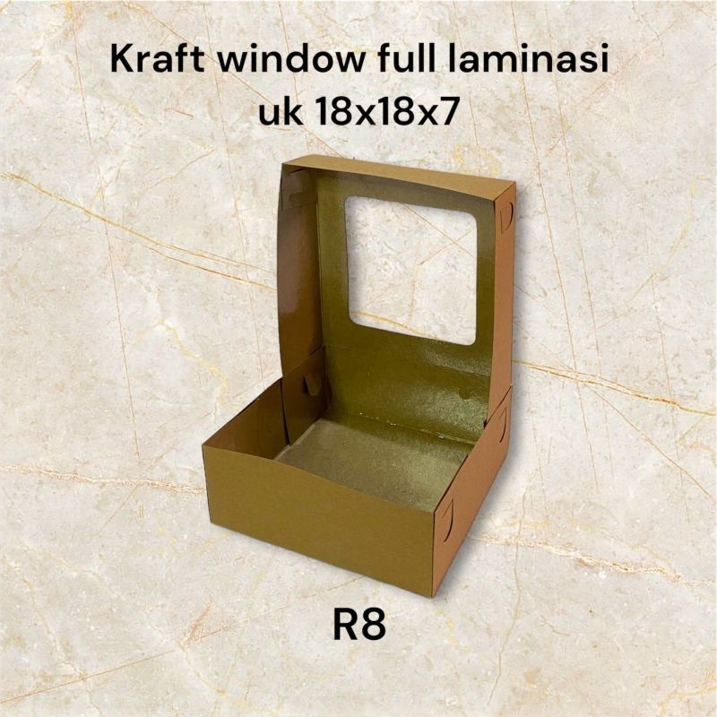 

Box Kraft Window full laminasi R8 uk 18x18x7 (isi 100pcs)