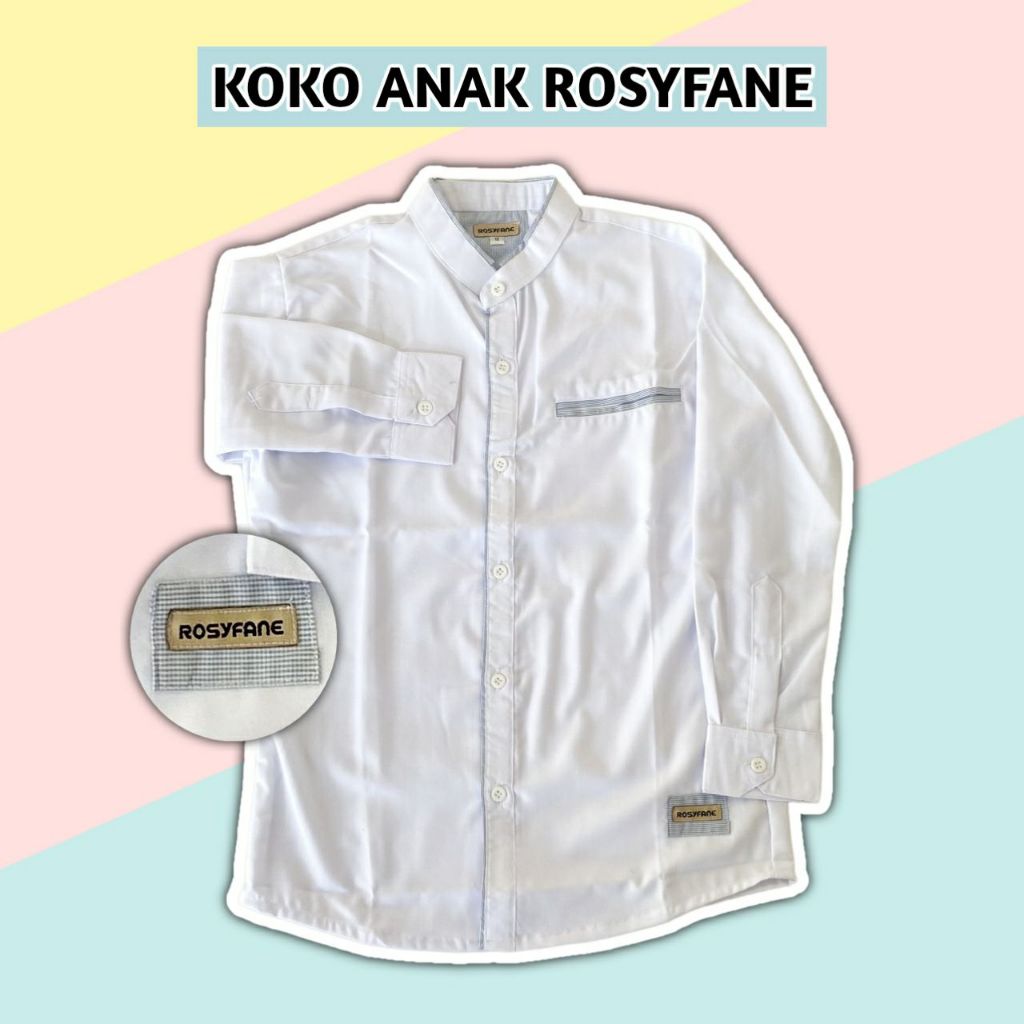 Koko Anak Laki Laki Terbaru  / Koko Anak Rosyfane /  Koko Putih Anak / Baju Koko Anak Laki Laki / Ba