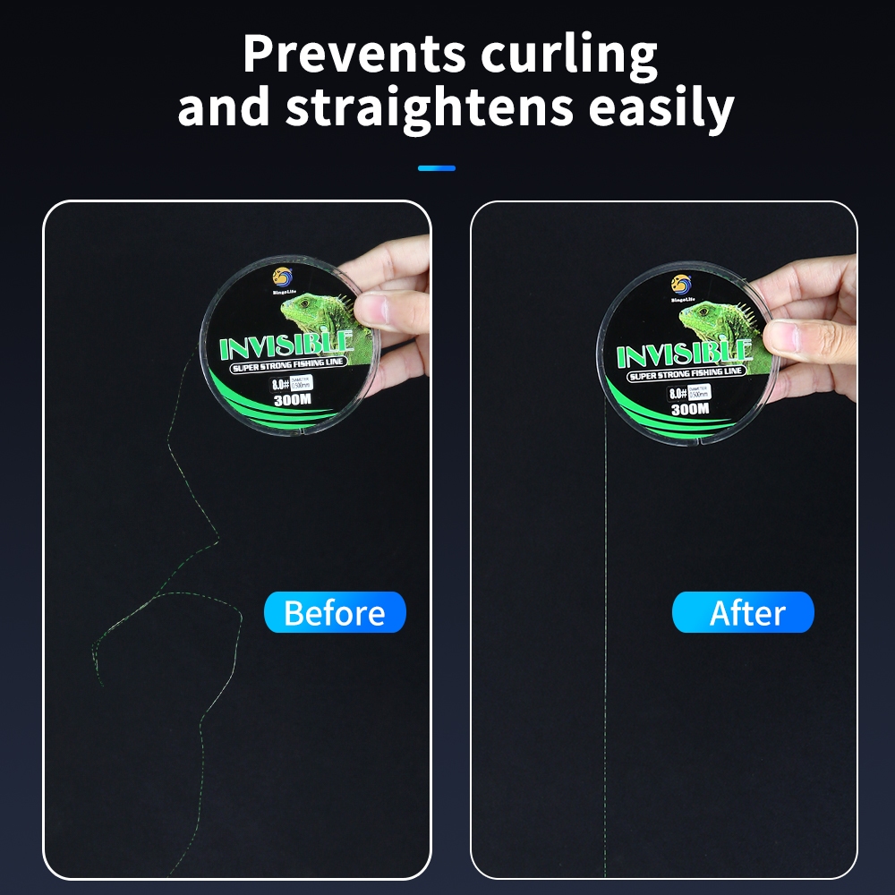 Bingolife Senar Pancing Nilon Hijau 300M Senar Pancing Tak Terlihat Ketegangan Yang Kuat Lembut