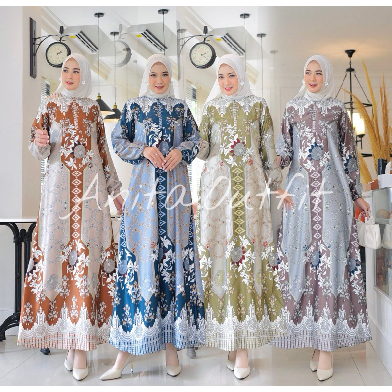 Gamis Silk PREMIUM Nazifa Gamis Wanita Muslim Gamis Mewah Kekinian Gamis Wanita Trendy