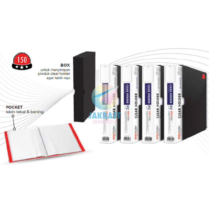 

(1 Set) Clear Holder Folio isi 150 + Box Display Book F4 FC Document Keeper