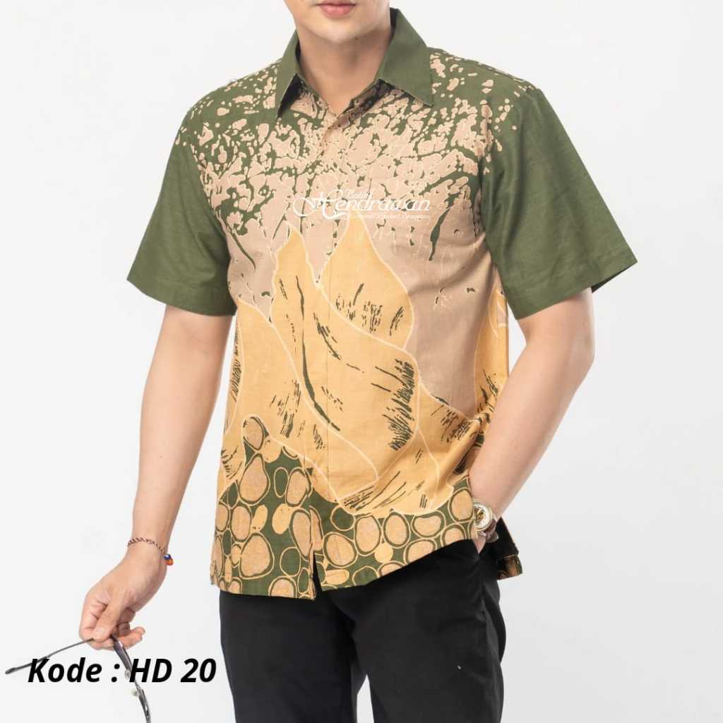 Batik Hendrawan Kemeja Batik Pria Solo Modern Lengan Pendek Lapis furing Bahan Katun Premium HD 20