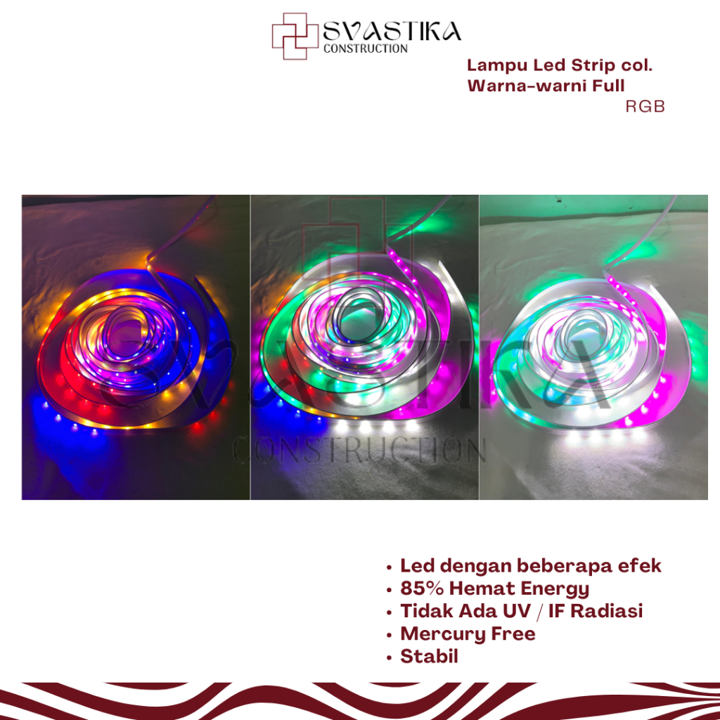 RGB Lampu LED Strip 7 meter Led Strip Merah Putih Rainbow Warna warni