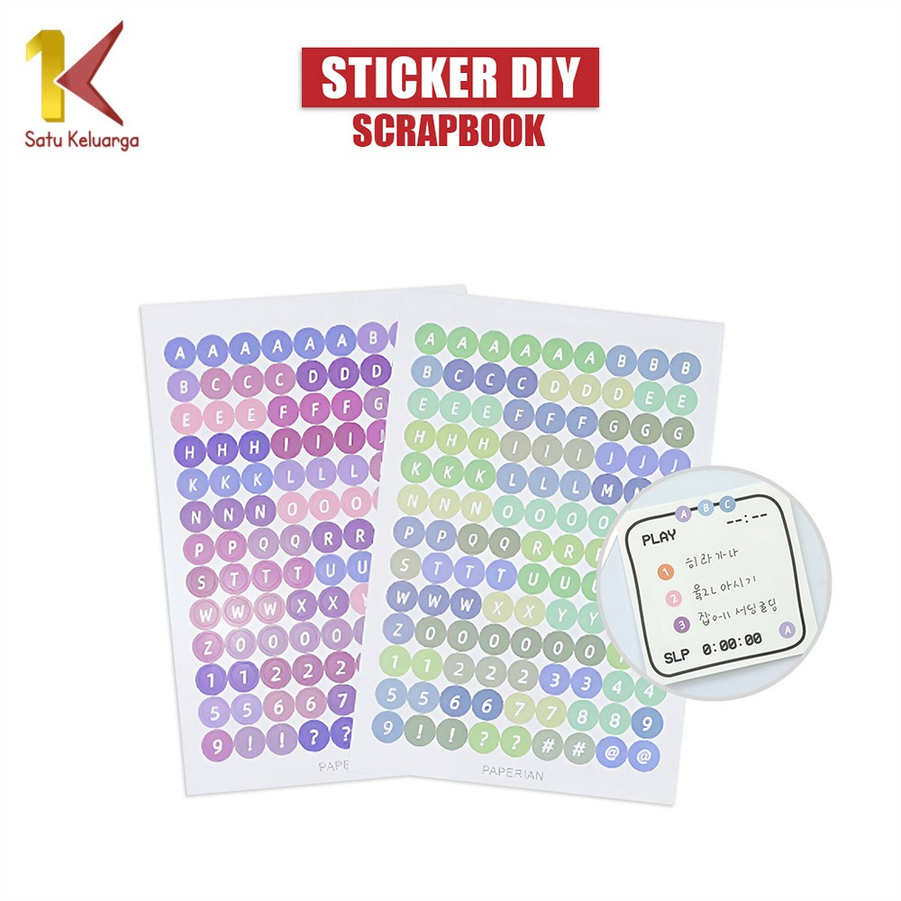 Satu Keluarga Stiker Alphabet Huruf Angka Deco Aesthetic C1121 Sticker DIY Scrapbook Planner Diary