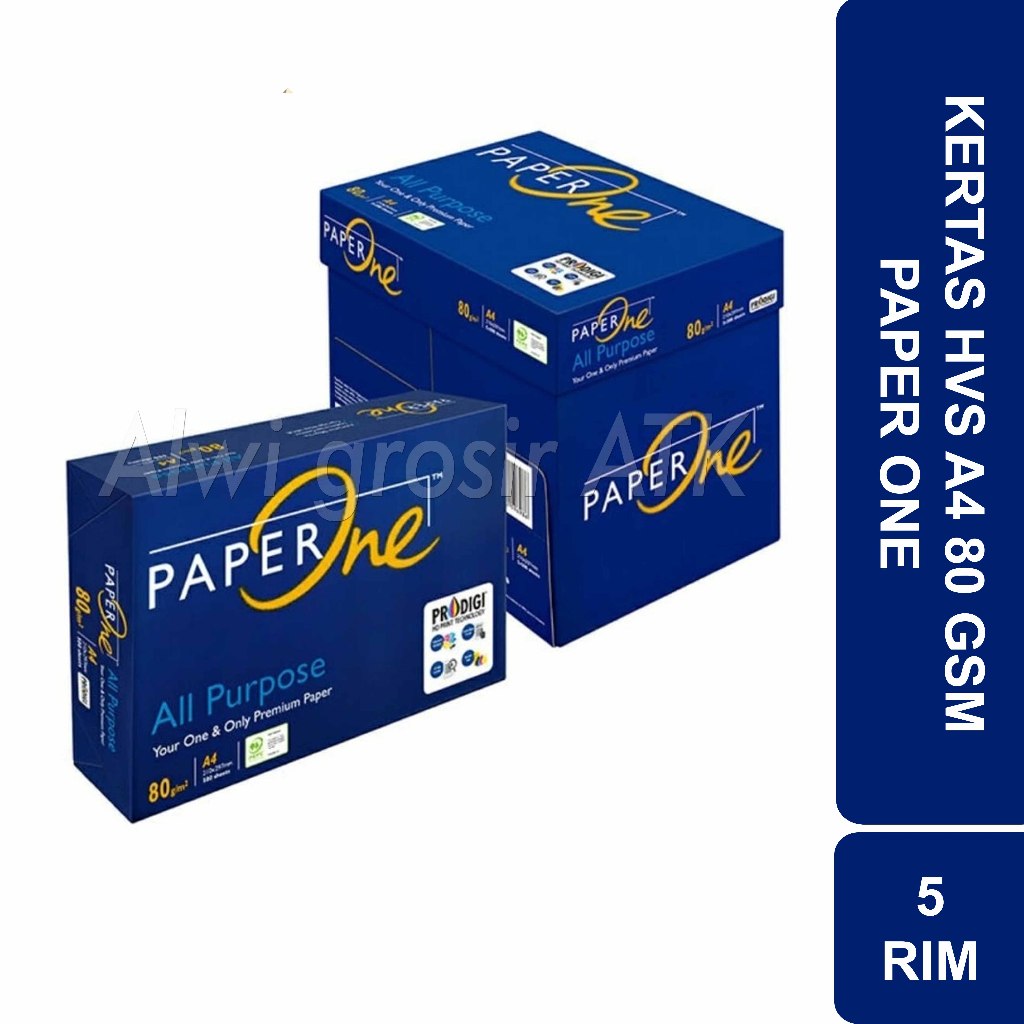 

KERTAS HVS A4 PAPER ONE 80 GSM (1 KOTAK = 5 RIM)