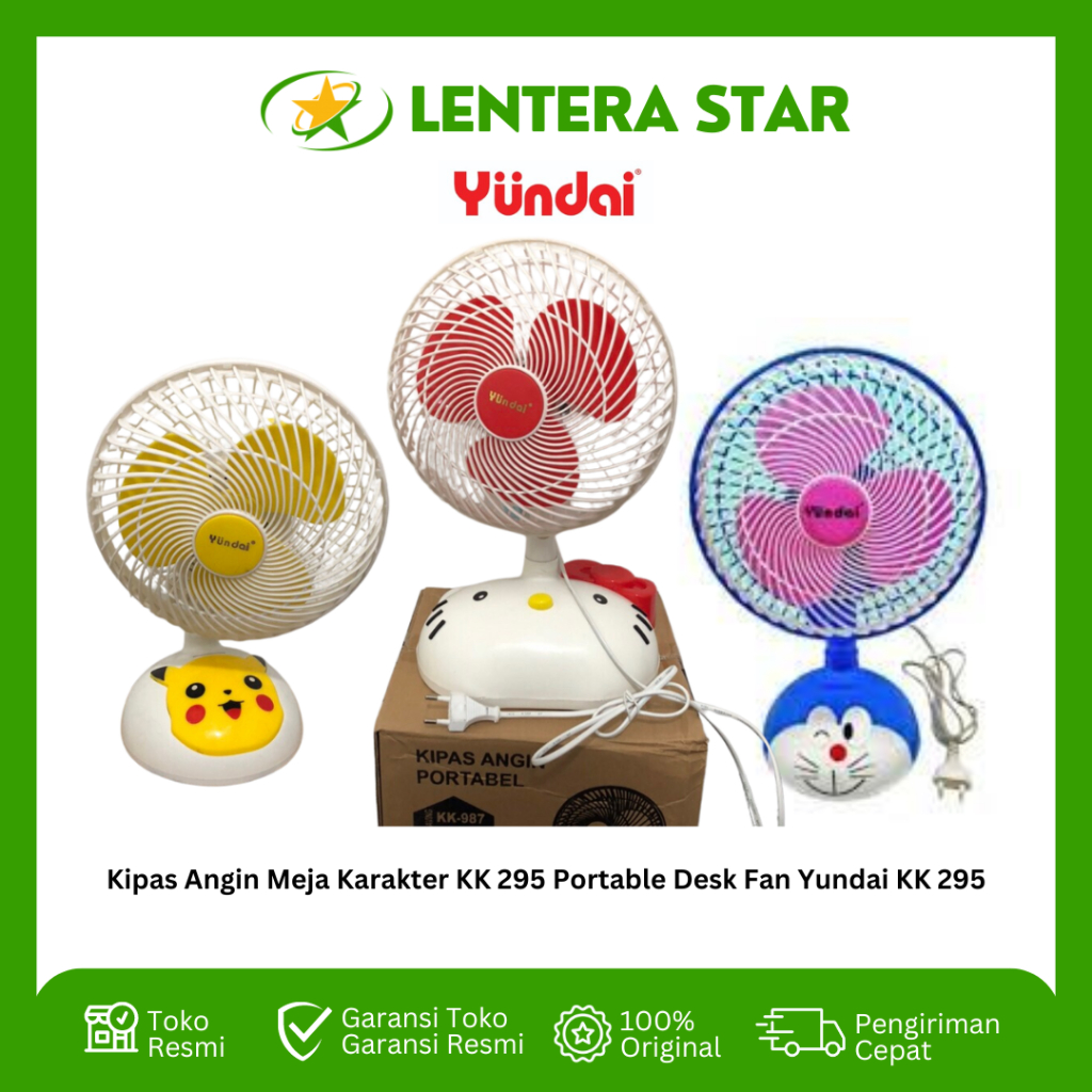 Kipas Angin Meja Karakter KK 295 Portable Desk Fan Yundai KK 295