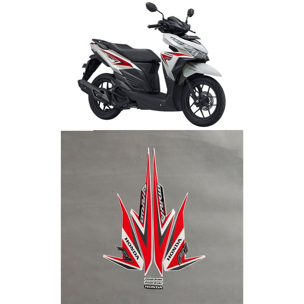 STIKER STRIPING & LIS BODY MOTOR HONDA VARIO 125 LED 2015 WARNA PUTIH MERAH STANDAR