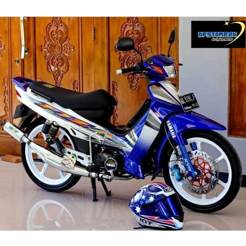 stripping lis standar ori yamaha fizr tahun 2004 warna biru putih striping fiz r tahun 2004 fizr  fi