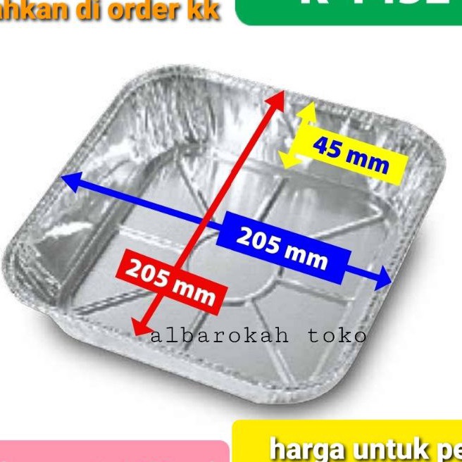 Ekstra Wadah aluminium foil kotak 2x2 K1452  loyang aluminium kotak  loyang aluminium  tutup mika