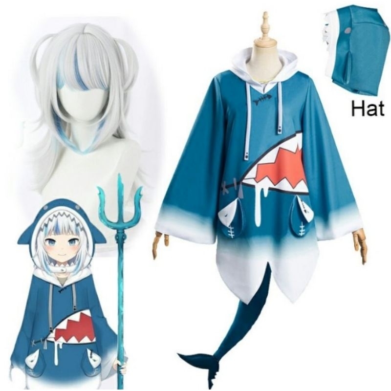 < Ready>Costum Cosplay full set Gawr Gura vtuber MURAH