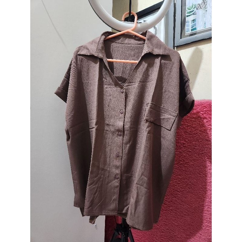 Preloved by Azzel - Atasan Wanita Blouse Coklat Tua