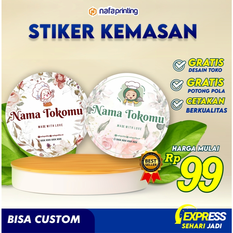 STIKER LABEL KEMASAN MAKANAN MINUMAN SUDAH CUTTING SEHARI JADI STICKER UNIK LUCU UNTUK BOX BENTO