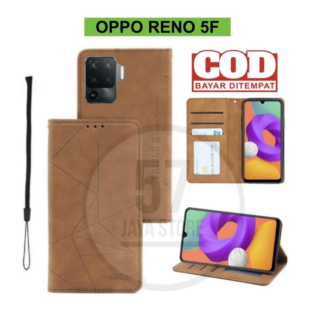 Case Oppo Reno 5F Premium Quality flip case magnet terbaru leather flip cover magnet