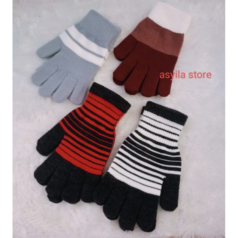 Sarung Tangan rajut Wanita Sarung Tangan motor motif garis