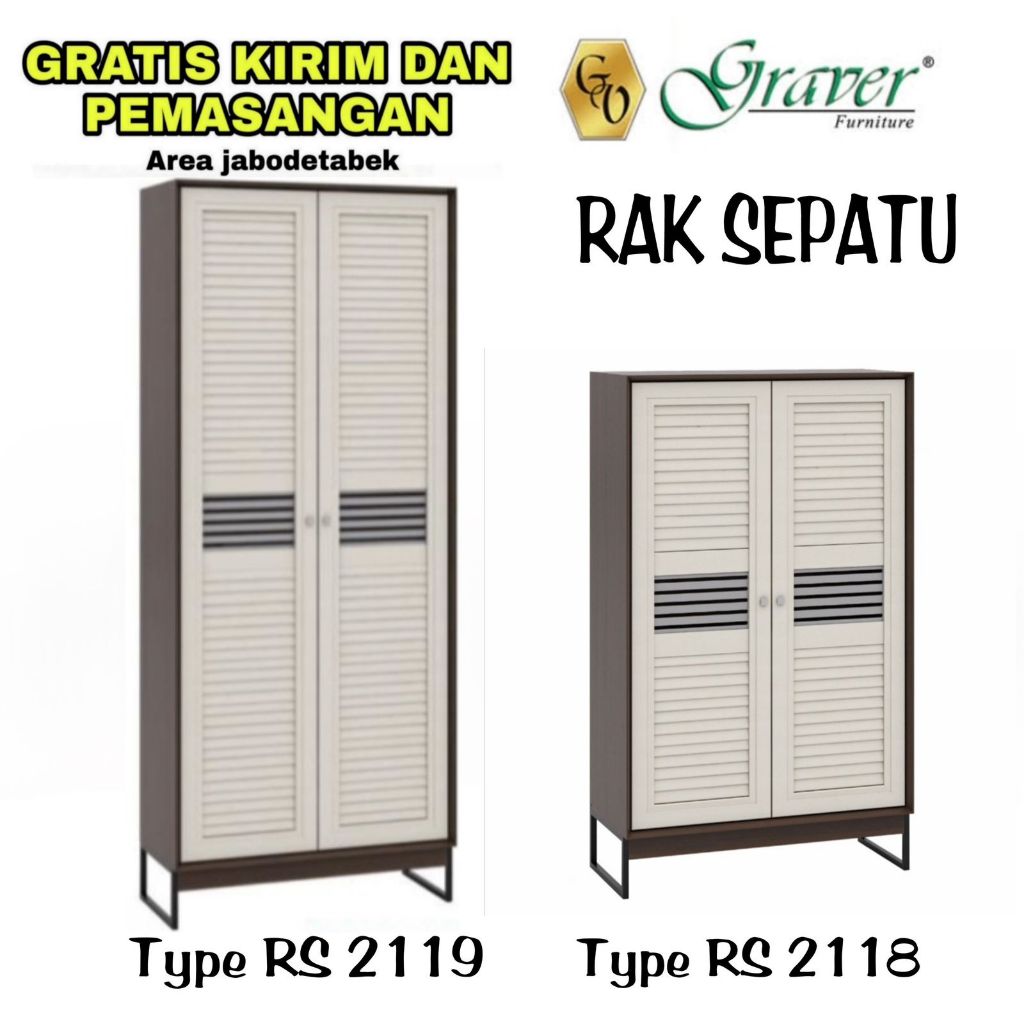 (Free Kirim & Rakit ) GRAVER Rak Sepatu & Sandal / Lemari Sepatu / SR 2118 - SR 2119