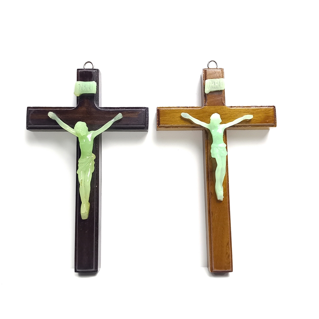 Salib Dinding Korpus Fosfor 15 cm / Salib Fosfor / Salib Tuhan Yesus Dinding / Hiasan Salib Dinding