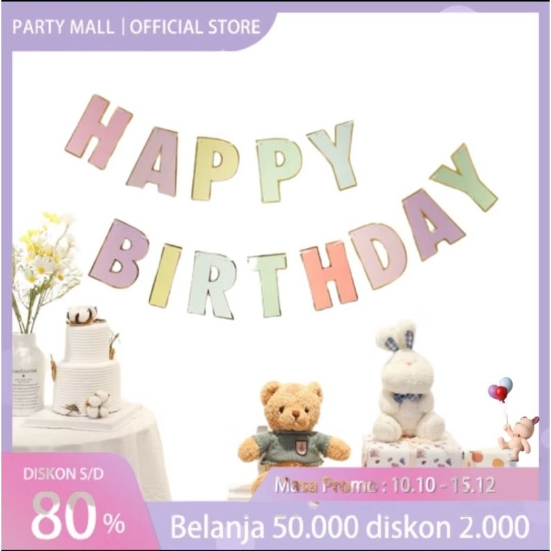 BANNER ULAH TAHUN RAINBOW/Banner Ulang Tahun/Pesta Ulang Banner/Banner Rainbow/Banner