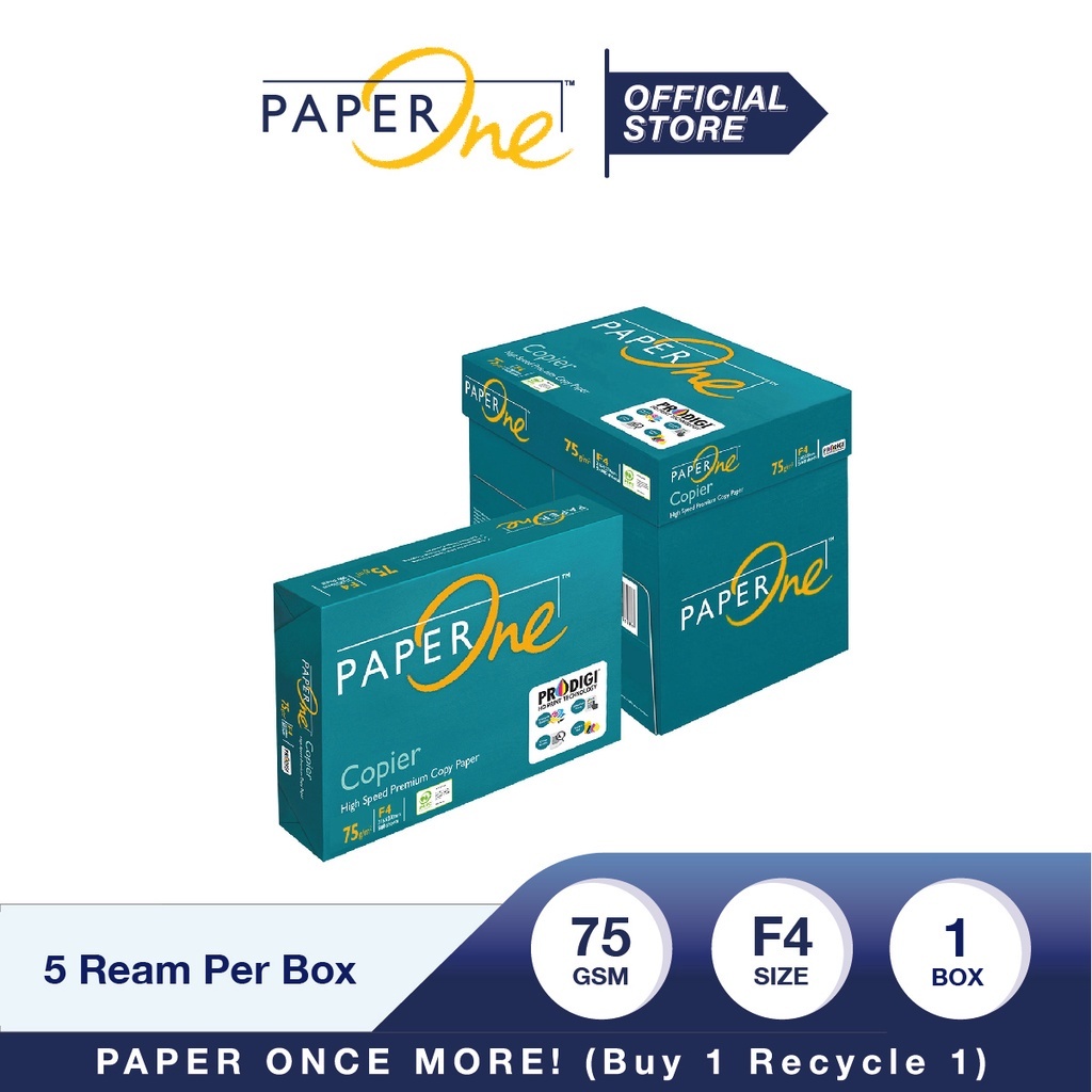 

(BOX) PaperOne Kertas F4 75gr Copier 1 Box (2500 lembar) Kertas HVS F4 Kertas Fotocopy