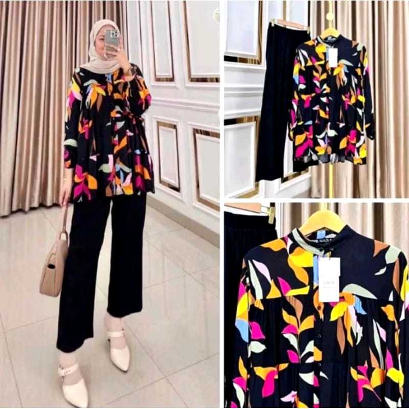 RAYSHA SET MOTIF | SETELAN RAYON MIX KRINKLE TERBARU KEKINIAN/ONE SET YANG LAGI TREND TAHUN INI/SATU