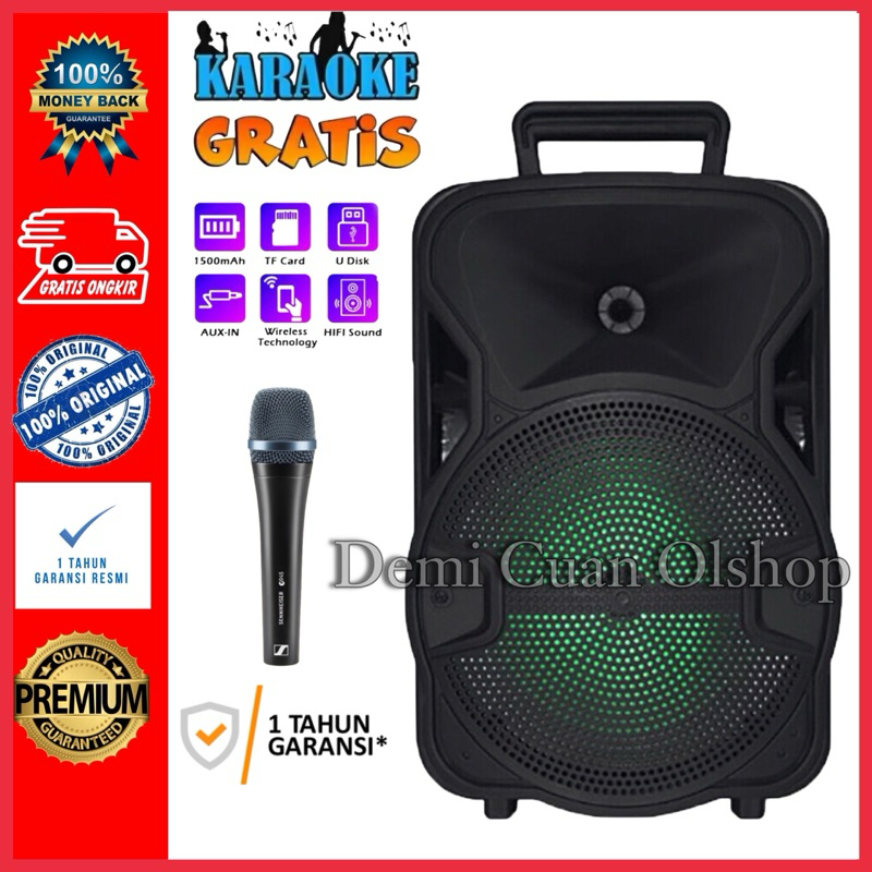 TERMURAH SPEAKER BLUETOOTH KARAOKE FULL BAS UKURAN BESAR FREE MIC KIMISO / SALON AKTIF JUMBO POLLYTR