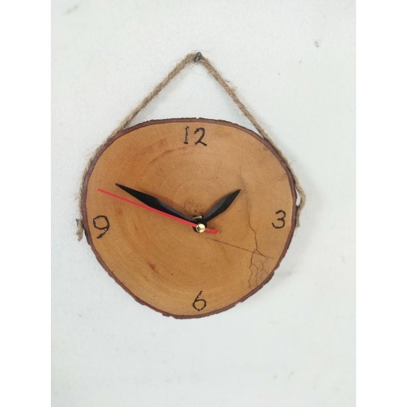 jam kayu bulat aesthetic hiasan dinding