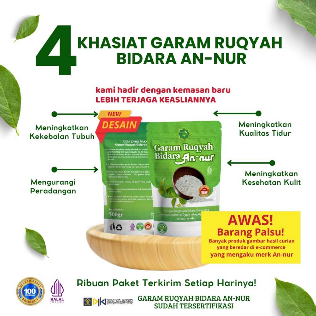 

1 Kg Garam Ruqyah Bidara An-Nur Pembuka Aura Wajah