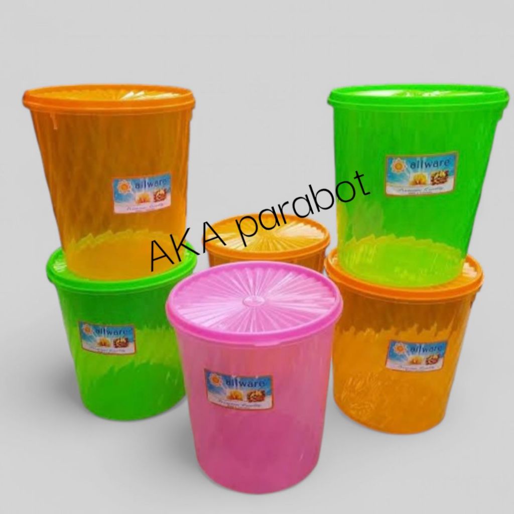 PROMO TOPLES PLASTIK 4 LITER WARNA/TOPLES PEYEK BENING/WADAH PERMEN/TOPLES SNACK/TOPLES KUE KERING/T