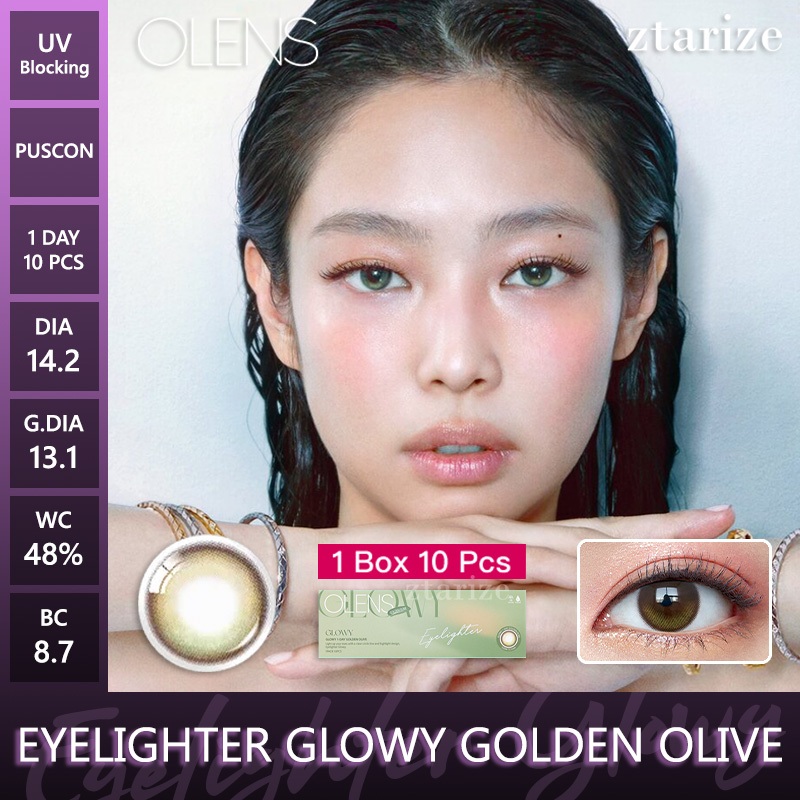 ztarize - Ready Stock - OLENS 🇰🇷 Eyelighter Glowy Golden Olive 1 Day Daily Soft Contact Lens 1 Box 1