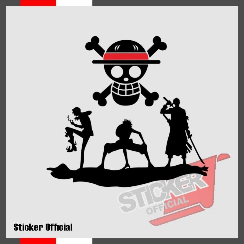 

sticker one piece siluwet,, luffi and team