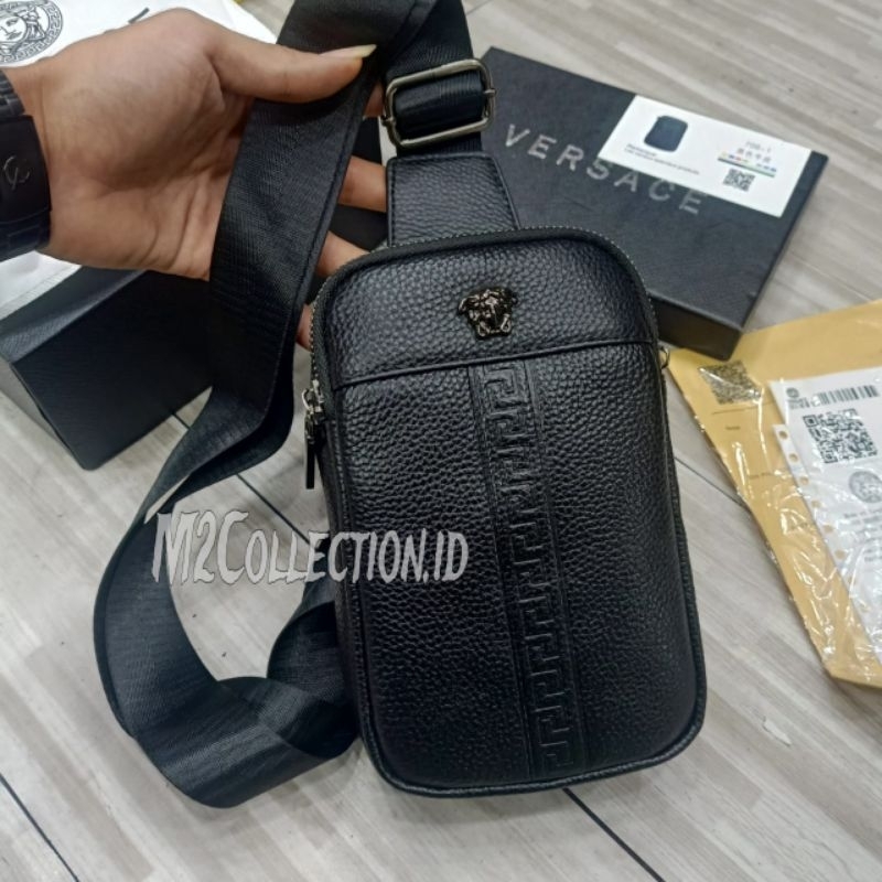 slingbag leather versace mini bodybag tas selempang kulit import
