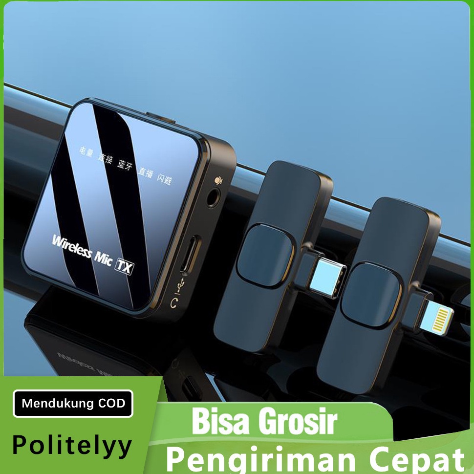 Paling Sesuai Mic Clip OnWireless Bluetooth Wireless 2 Microphone Mikrofon Youtuber Vlog with Chargi