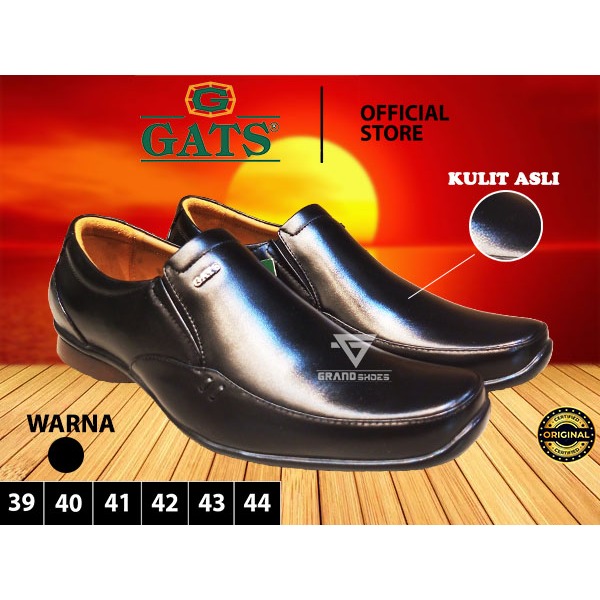 Official GATS sepatu pantofel kulit asli slip on selop slop formal formil pesta kerja  pria original