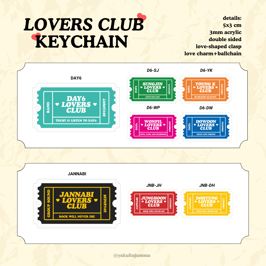 [Jannabi & DAY6] Lovers Club Keychain