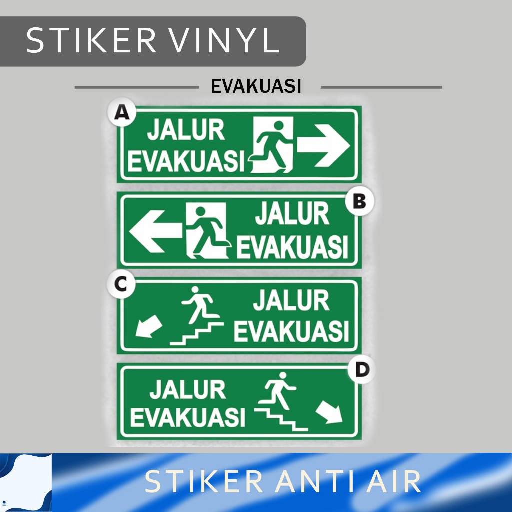 

STIKER VINYL Stiker Evakuasi / Stiker Evakuasi / Sticker Evakuasi / Sticker Jalur Evakuasi / Sign Sticker Rambu Evakuasi / Jalur Evakuasi