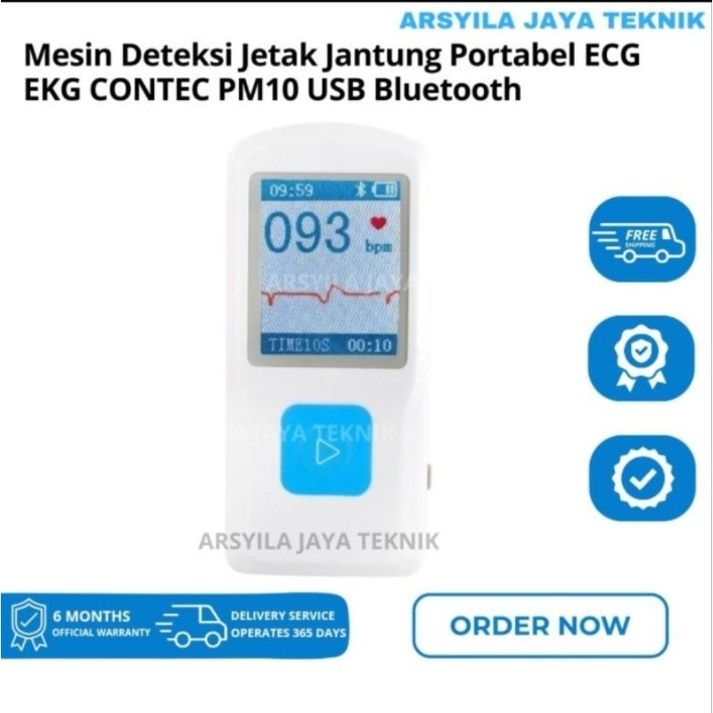 Mesin Deteksi Jetak Jantung Portabel ECG EKG CONTEC PM10 USB Bluetooth EKG