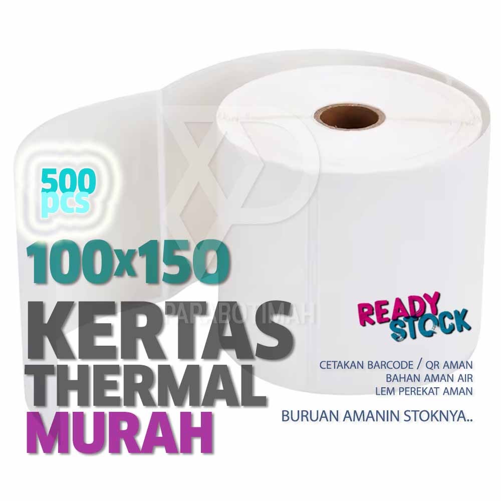 

SLM7 KERTAS STICKER THERMAL label resi barcode MURAH 100x150 10x15 pcs