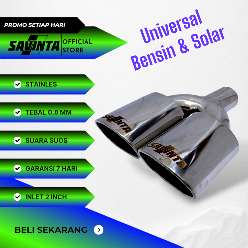 Savinta Knalpot Suos Oval Cabang Mobil Bensin Solar Truk Bus Mikro Full Stainles