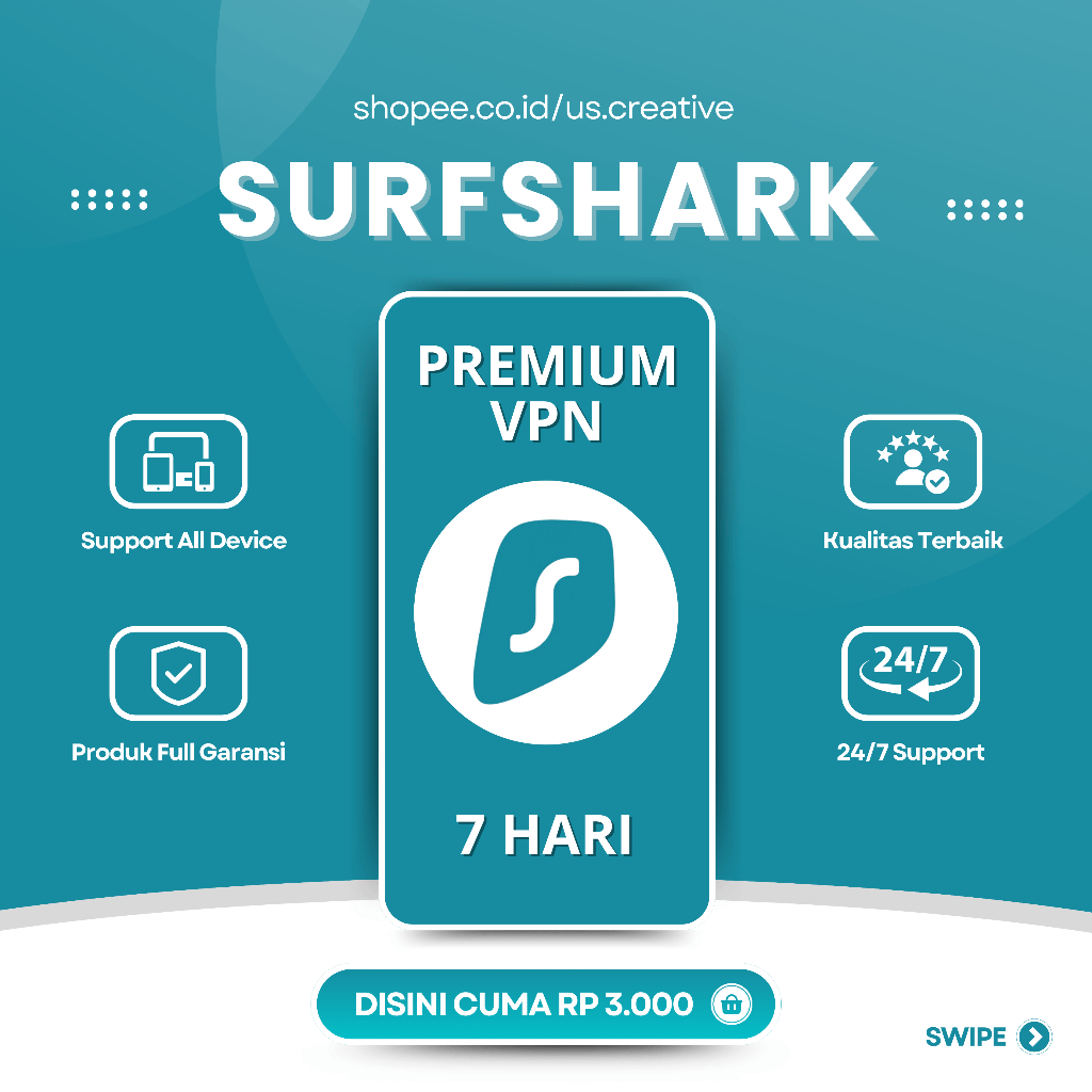 [USCREATIVE] VPN SURFSHARK PREMIUM TERMURAH