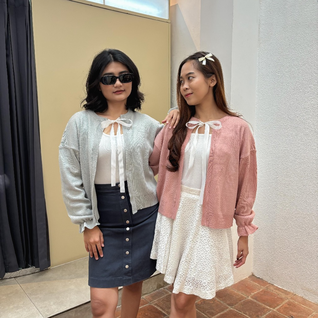 Bytantisa - Cardigan Rajut Altalune Ribbon Korean Look
