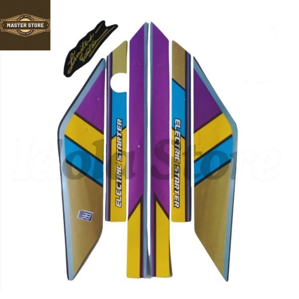 Stiker Striping Astrea Prima 1991\1990 Kuning Biru List Body Motor Honda Astrea Prima 1990/1991