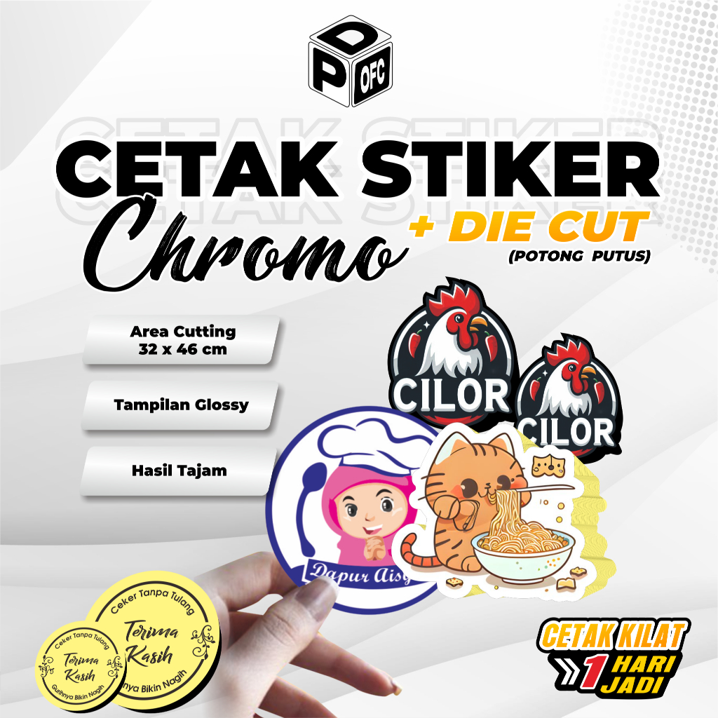 

CETAK STIKER A3+ CROMO POTONG PUTUS | STIKER DIE CUT LABEL | KEMASAN