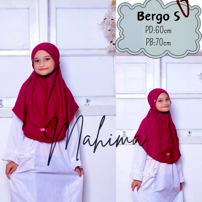 mahima hijab anak bergo tali bahan kaos nonped size S SD