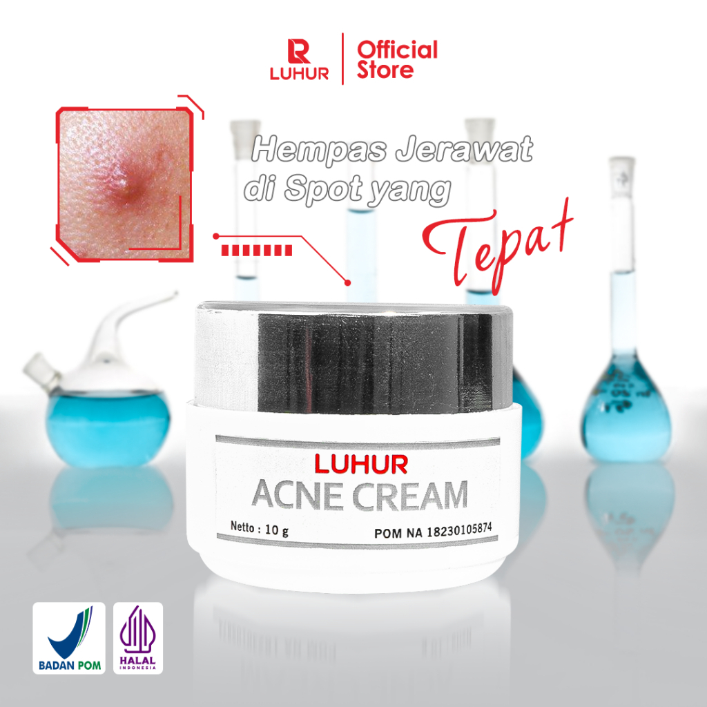 Acne  Cream by Luhur  Skincare Cream Totol Jerawat Parah Meradang Bpom