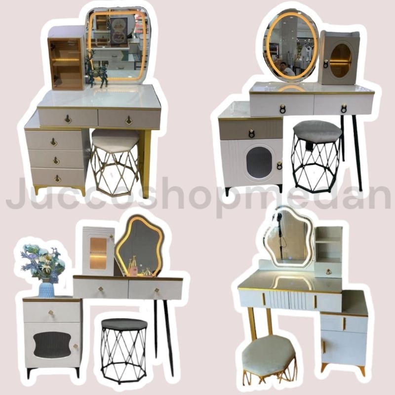 [ Jucco ] Meja Rias Minimalis 110x150cm - Meja Rias Import Lampu - Tiolet Murah - Meja Rias Cantik -