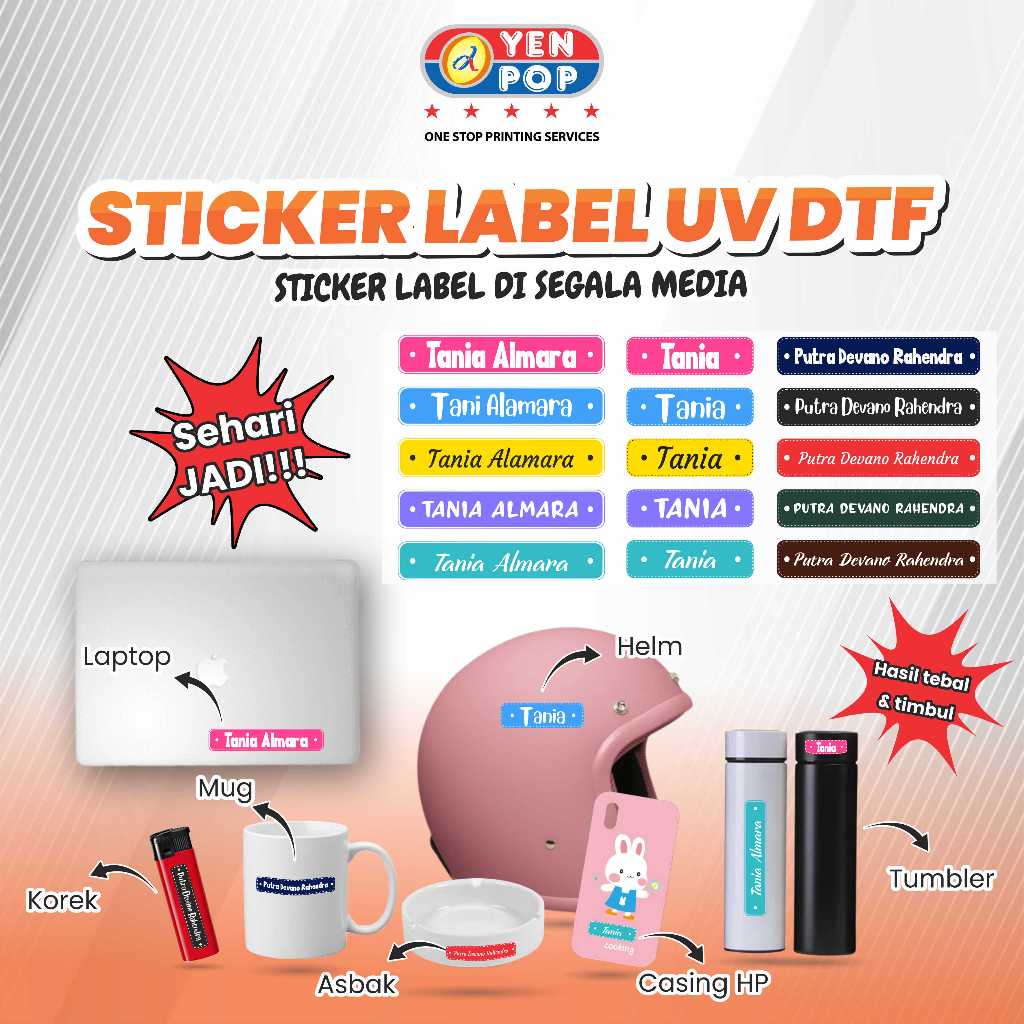 

Sticker Label DTF UV ( BISA MENEMPEL DI SEMUA MEDIA )