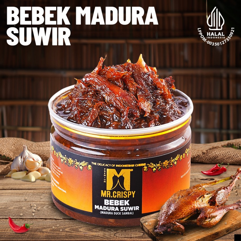 

Bebek Madura Suwir/Sambel Bebek Madura/Bumbu Ireng Asli Madura Mr.Crispy